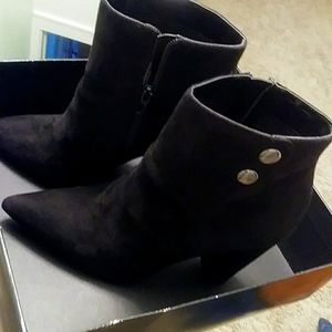 Black Suede ankle boots.